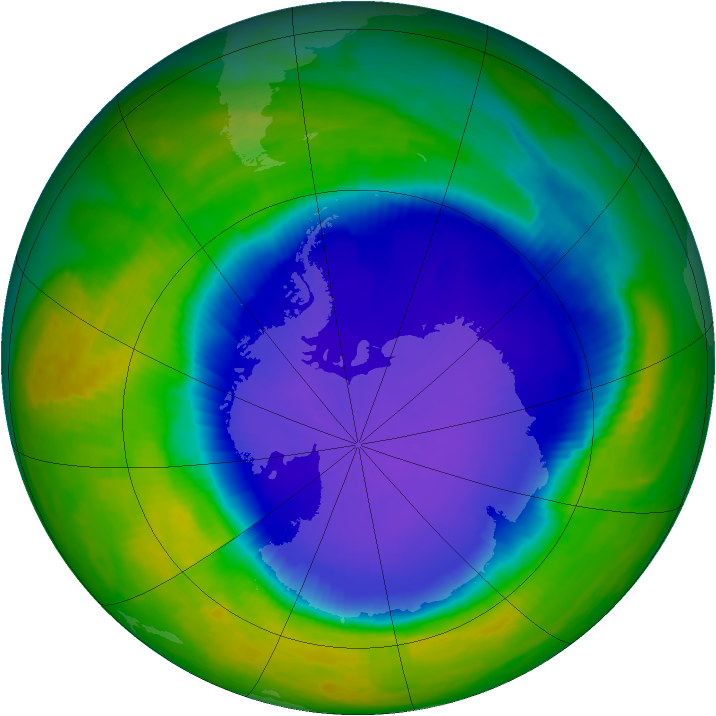 Antarctic ozone map for 28 October 1999